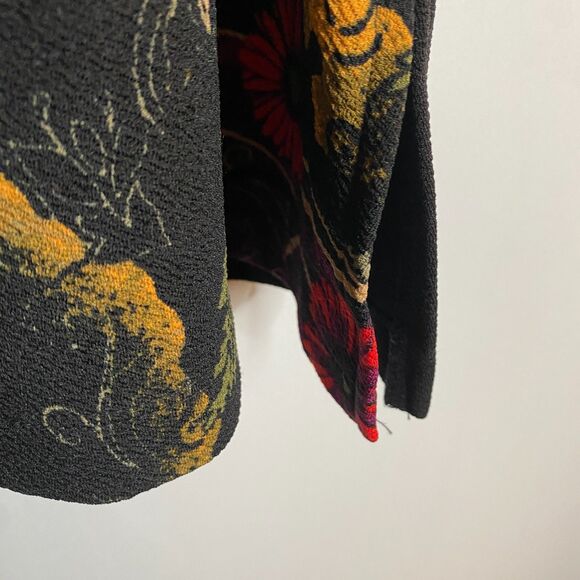 Ali Miles 2 Button Art to Wear Cardigan Tunic Collared Colorful Floral  Womens L - Picture 3 of 10